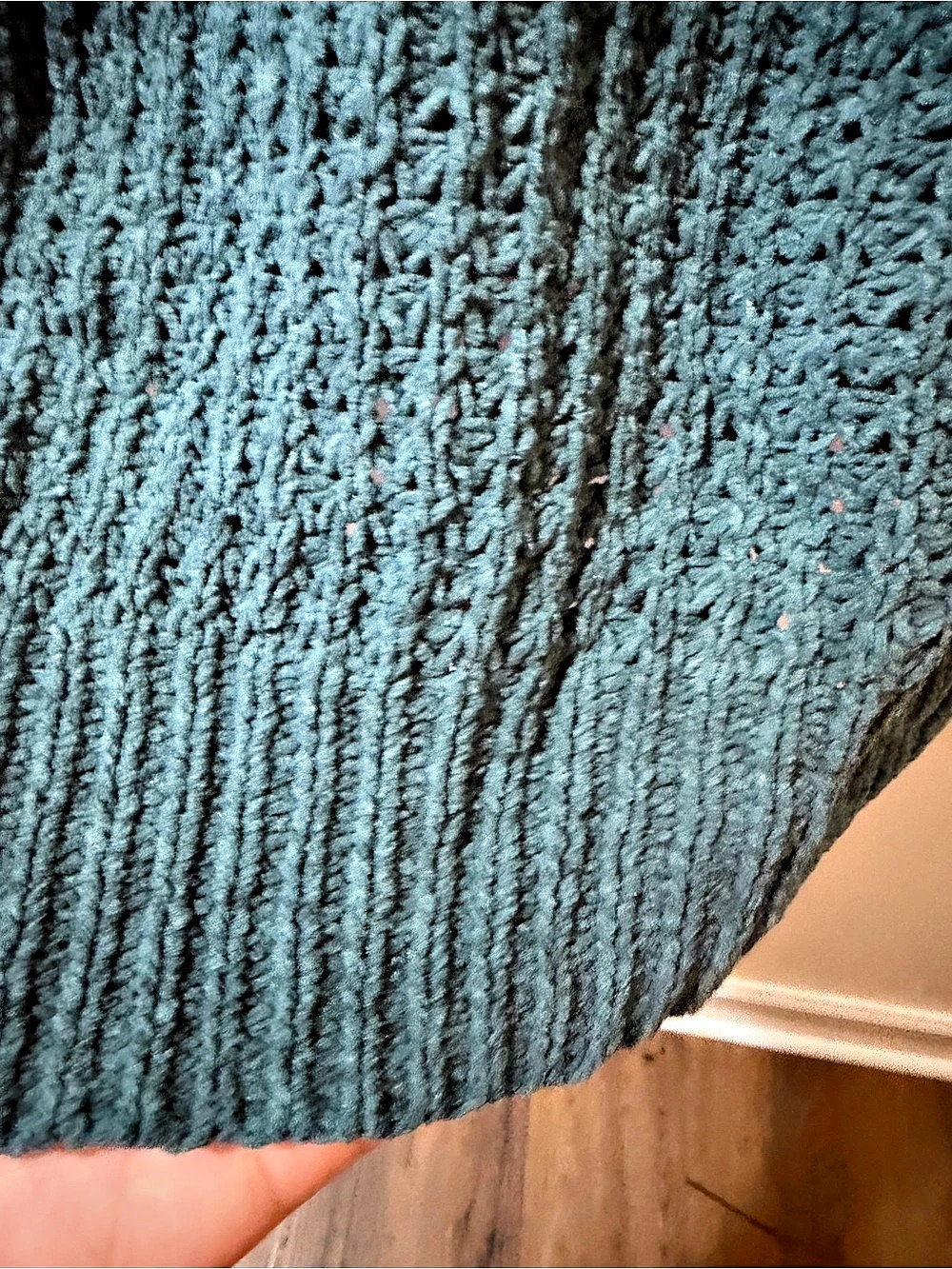 Maurices 3X Wayfarer Chenille Teal V Neck Blouson Sleeve Sweater Plus Size - Picture 5 of 12